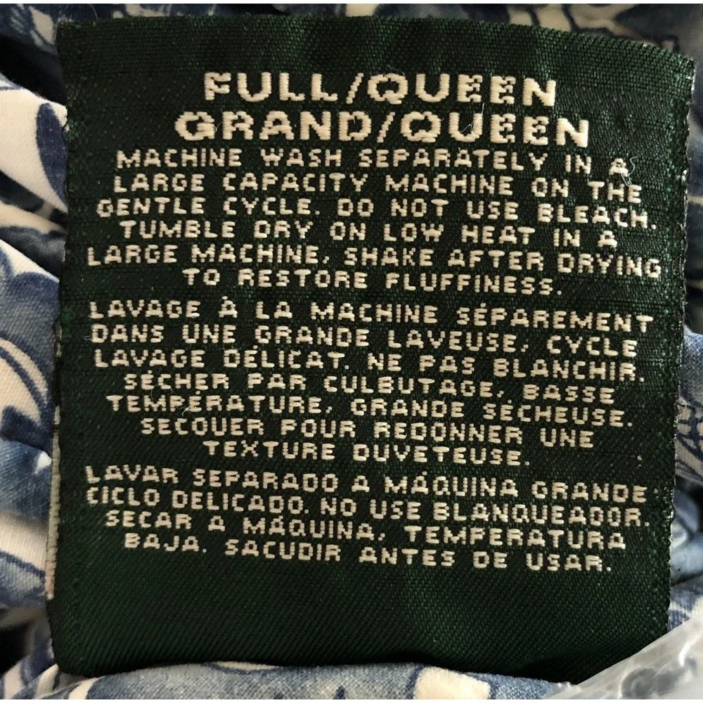 RALPH LAUREN Tamarind Blue Porcelain Cotton Comforter Size Full/Queen Gorgeous